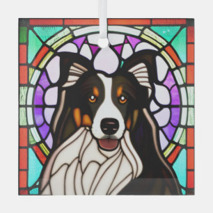 Adorno De Cristal Collie Dog "Vidrio Manchado"