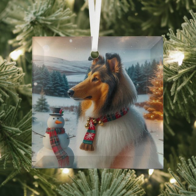 Adorno De Cristal Collie Holiday  (in situ)