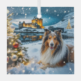 Adorno De Cristal Collie Holiday 