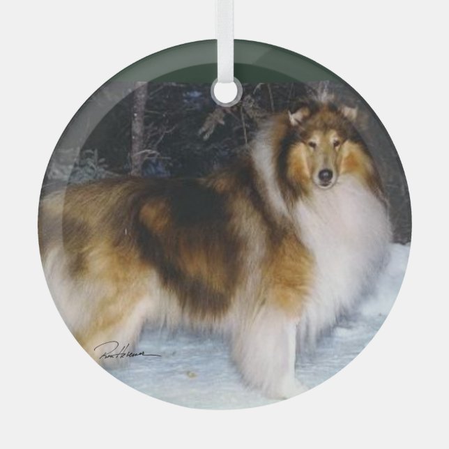Adorno De Cristal Collie Ornament (Anverso)