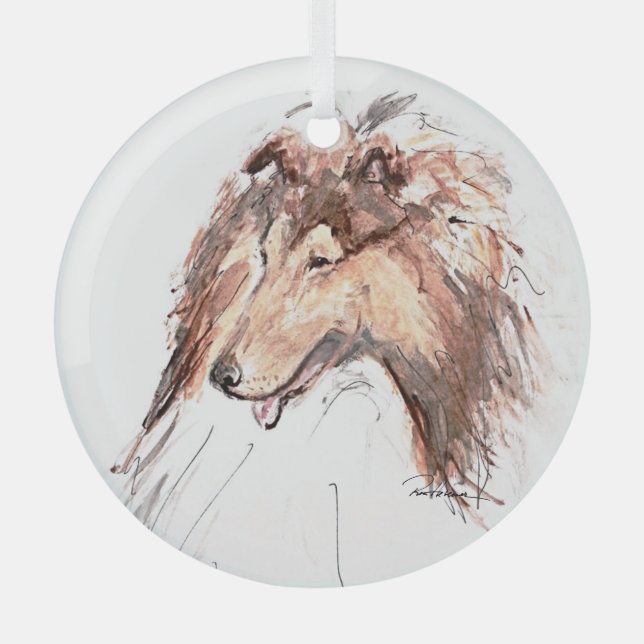 Adorno De Cristal Collie por Hevener Ornament (Anverso)