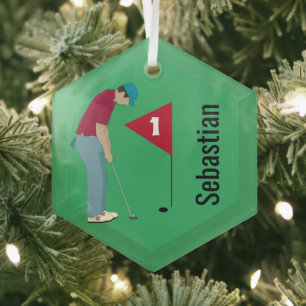 Adorno De Cristal Colocación de golfistas verdes de hierba