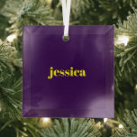 Adorno De Cristal Color block minimalist custom name<br><div class="desc">Add your name on this minimalist color block design on purple background.</div>