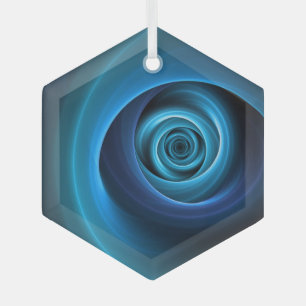 Adorno De Cristal Colores azules espirales 3D Resumen arte fractal m