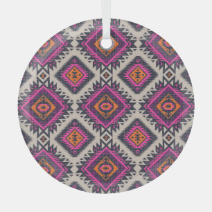 Adorno De Cristal Colores retro, diseño tribal navajo.