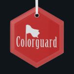 Adorno De Cristal Colorguard Flag Text Ceramic Ornament<br><div class="desc">Colorguard text with a flag taking the place of the letter L is a fun colorguard design for marching band and winter indoor guard.</div>