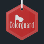 Adorno De Cristal Colorguard Flag Text Ceramic Ornament<br><div class="desc">Colorguard text with a flag taking the place of the letter L is a fun colorguard design for marching band and winter indoor guard.</div>