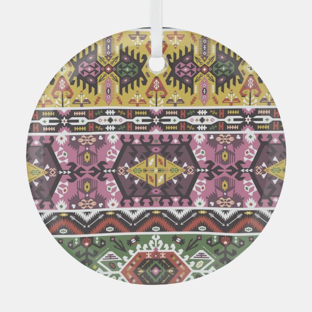 Adorno De Cristal Colorido estilo tribal, sin fisuras. (Anverso)