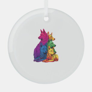 Adorno De Cristal Colorido Orgullo LGBT Corazón alemán de perro past