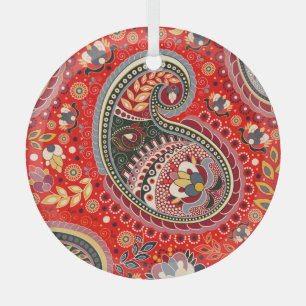 Adorno De Cristal Colorido patrón indio paisley sin problemas