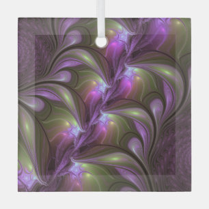 Adorno De Cristal Colorido Resumen Violeta Púrpura Khaki Arte Fracta
