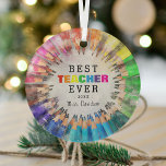 Adorno De Cristal Coloridos mejores profesores Navidades de aprecio<br><div class="desc">Un adorno de vidrio para los navidades "Mejor PROFESOR de la historia",  super genial y colorido. Personalice agregando el nombre y el año de los profesores.</div>