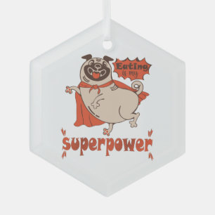 Adorno De Cristal Comer es mi sobrenombre rojo cloak pug estilo cómi