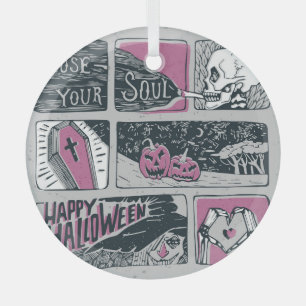 Adorno De Cristal Comic Halloween: Ilustracion divertido