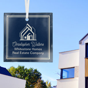 Adorno De Cristal Compañía Inmobiliaria Azul Marino Chic Agente Inmo