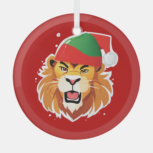 Adorno De Cristal Cómprate de animales salvavidas de león y Navidade (Anverso)