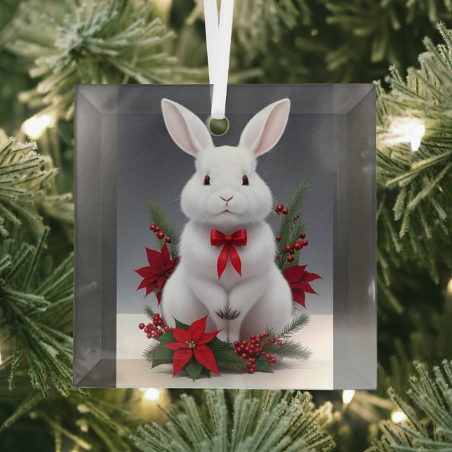 Adorno De Cristal Conejo de navidades (White Rabbit Christmas Ornaments!)