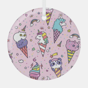 Adorno De Cristal Cones de crema de hielo de animales