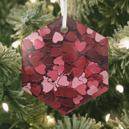 Adorno De Cristal Confeti de Corazones Flotantes Rosados y Rojos Cap