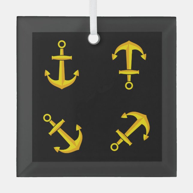 Adorno De Cristal Conjunto de anclaje de barco de oro del personaliz (Anverso)