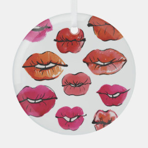 Adorno De Cristal Conjunto de labios de tinta y acuarela