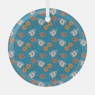 Adorno De Cristal Cookies, bollos: patrón de fondo azul