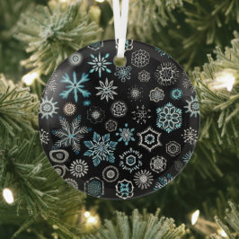 Adorno De Cristal Copo de Nieve Azul de Navidad