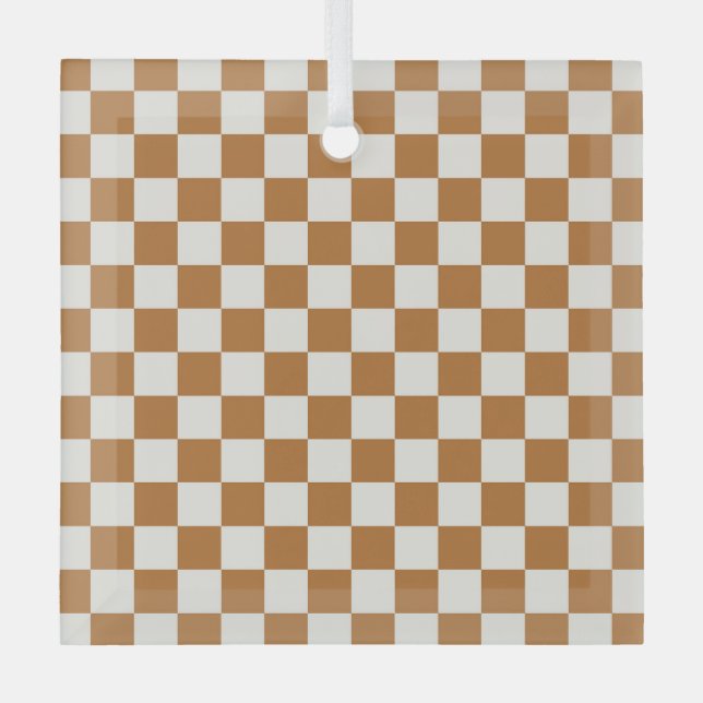 Adorno De Cristal Copper and eggshell checkerboard pattern (Anverso)