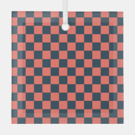 Adorno De Cristal Coral and navy checkerboard pattern