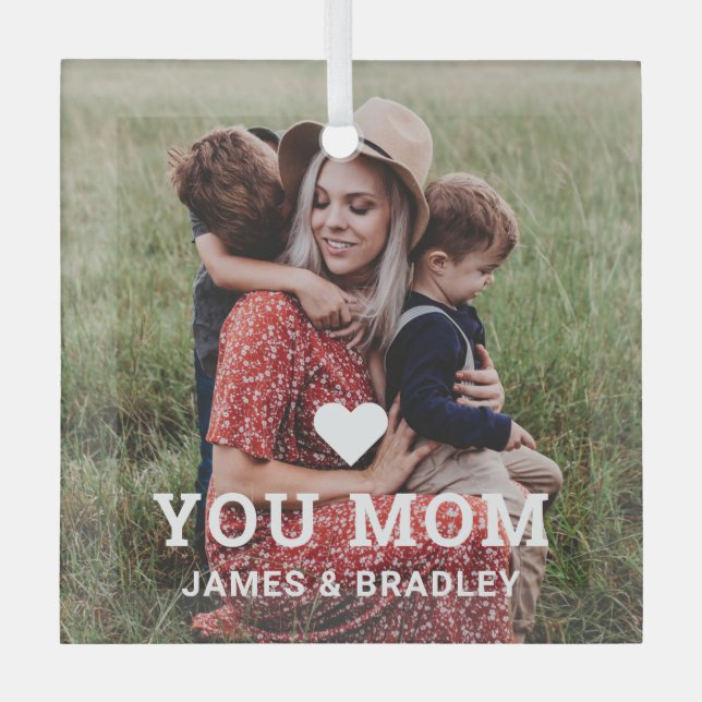 Adorno De Cristal Corazón lindo te ama mamá foto del Día de la Madre (Anverso)