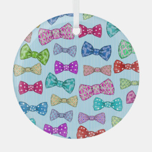 Adorno De Cristal Corbata, rayas azules, acuarela.