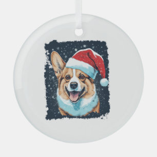 Adorno De Cristal Corgi Navidades de perro de arte pop