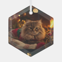 Adorno De Cristal Cozy Christmas Cat Ornament 