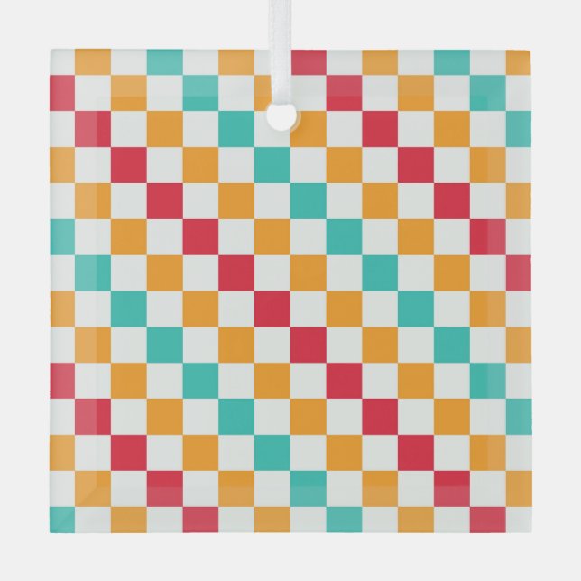 Adorno De Cristal Cozy classroom diagonal checkerboard pattern (Anverso)
