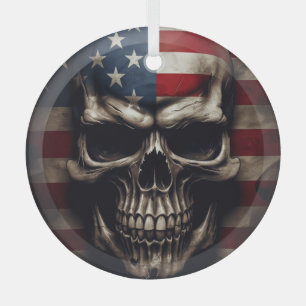 Adorno De Cristal Cráneo de Bandera Americana