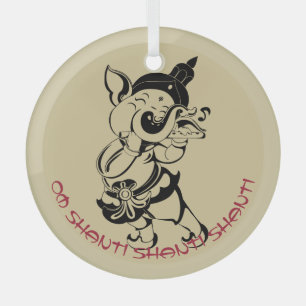 Adorno De Cristal Crea tu propia flauta de ganesh de oro y negro