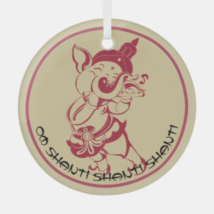Adorno De Cristal Crea tu propia flauta de ganesh roja y dorada