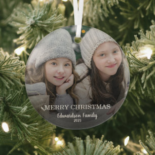 Adorno De Cristal Crea tu propia foto familiar Feliz Navidad