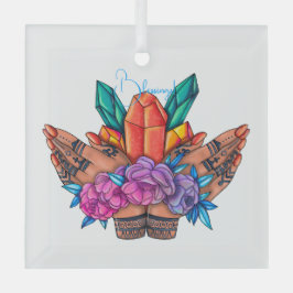 Adorno De Cristal Crea tu propia Henna Manos Cristales y Rosas