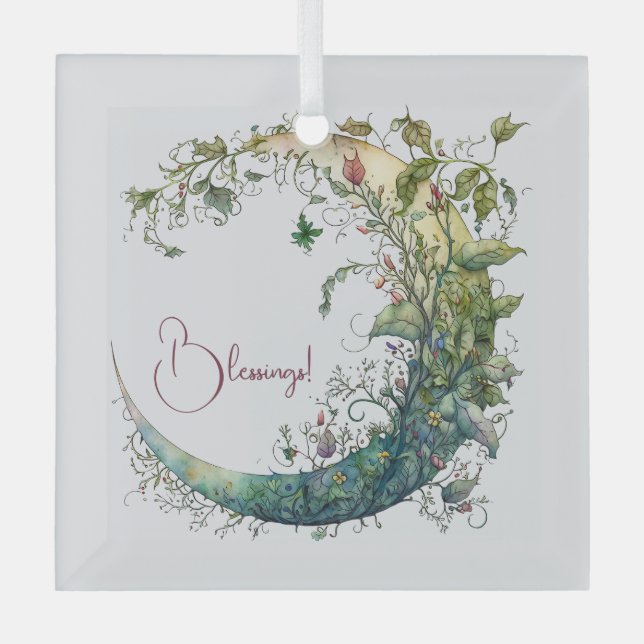 Adorno De Cristal Crea tu propia Luna Floral Boho (Anverso)