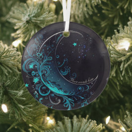 Adorno De Cristal Crea tu propia luna mágica de plata y azul