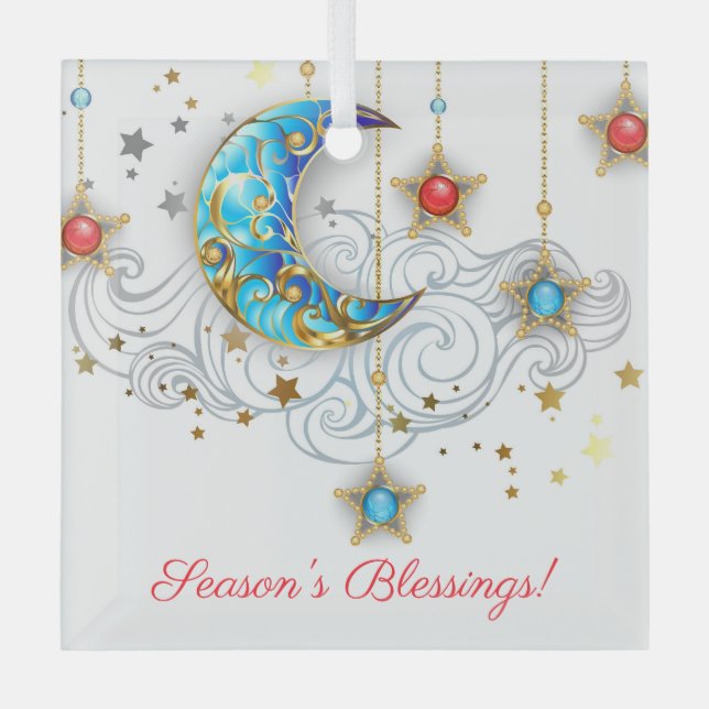 Adorno De Cristal Crea tu propia luna y estrellas elegantes (Anverso)