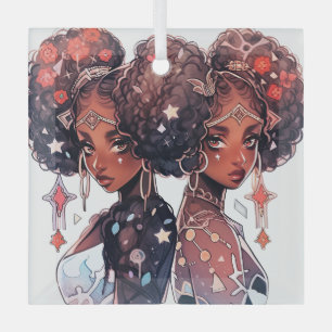 Adorno De Cristal Crea tu propia mujer afroamericana Géminis