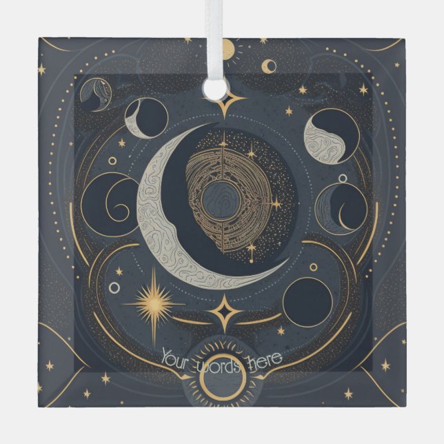 Adorno De Cristal Crea tu propia plata y oro celestial lunar (Anverso)