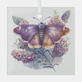 Adorno De Cristal Crea tu propia polilla púrpura y flores silvestres