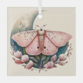 Adorno De Cristal Crea tu propia polilla y flores de luna rosada