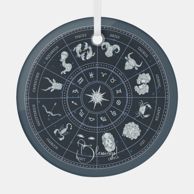 Adorno De Cristal Crea tu propia rueda zodiaca (Anverso)