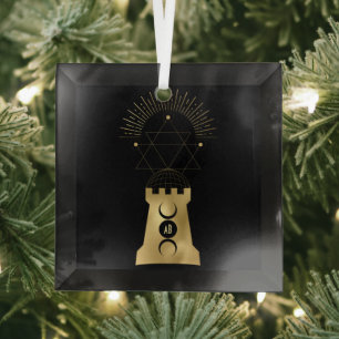 Adorno De Cristal Crea tu propia torre de luna de oro arcana