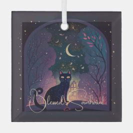 Adorno De Cristal Crea tu propia ventana mágica de gato negro místic