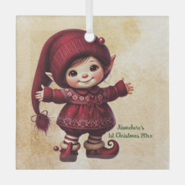 Adorno De Cristal Crea tu propio abrazo vintage de gnome de Navidad